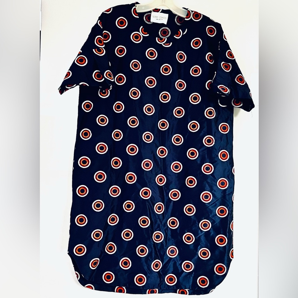 Nikki Chasin Pure Silk Embroidered Polka Dot Dress